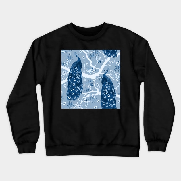 Peacocks in classic blue - Pantone color of the year 2020 Crewneck Sweatshirt by kobyakov